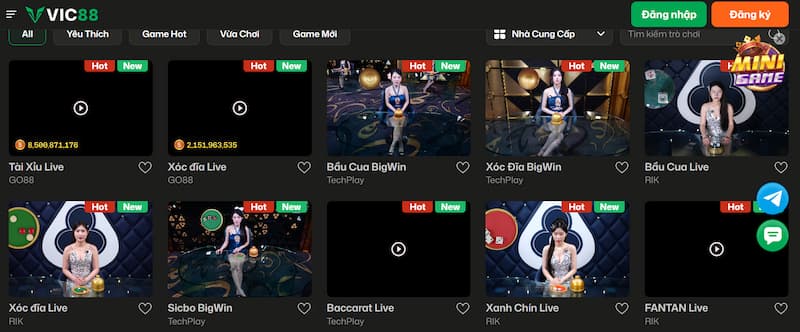 Tài khoản Vic88 hợp lệ